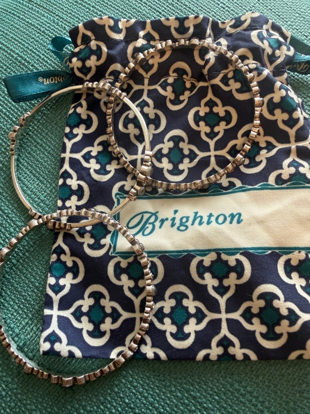 Brighton Jewelry Silver Beaded Bangle Bracelets - set of 3